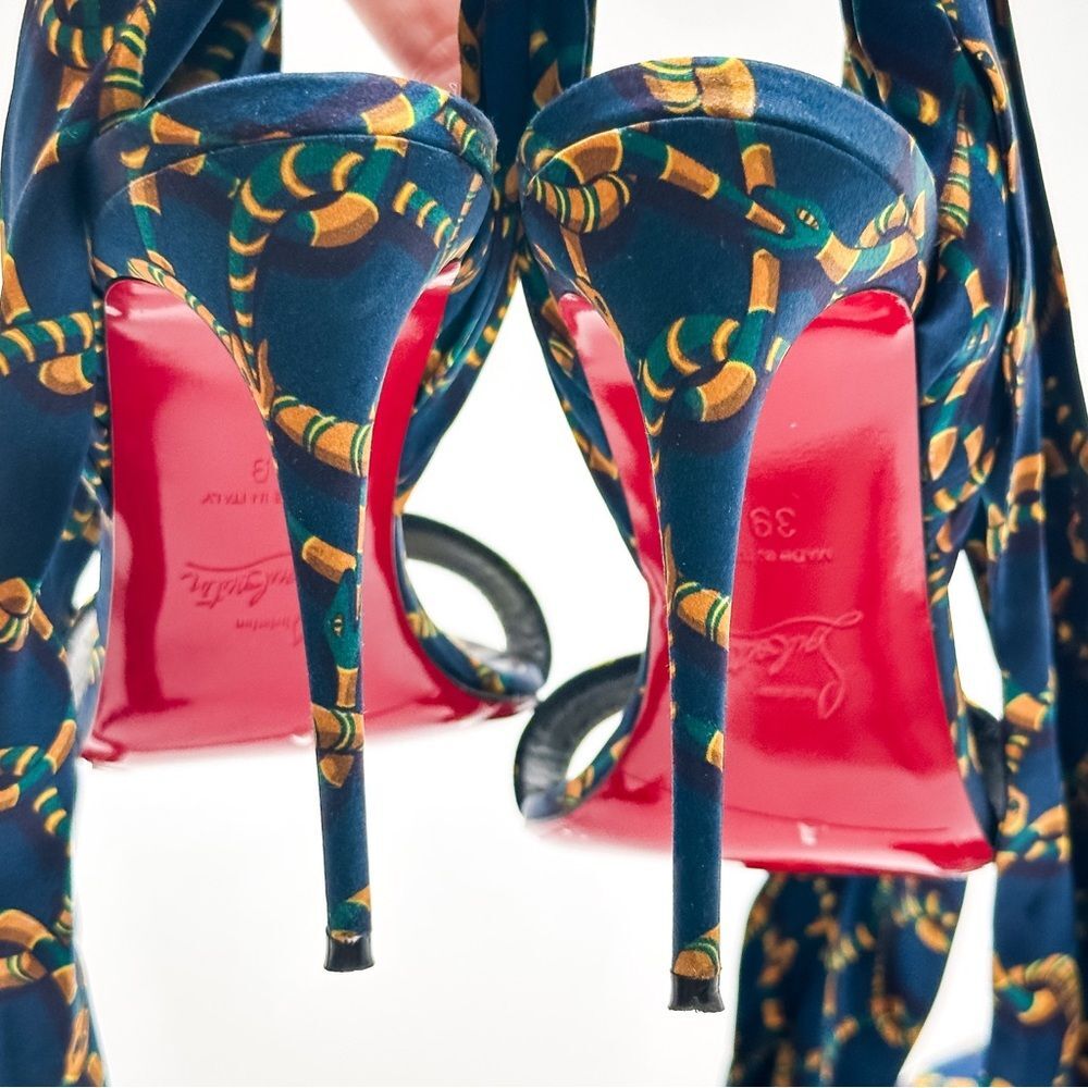 Christian Louboutin Du Desert 100 Crepe Satin in Obscur High Heel Sandals EU 39 - Picture 9 of 11